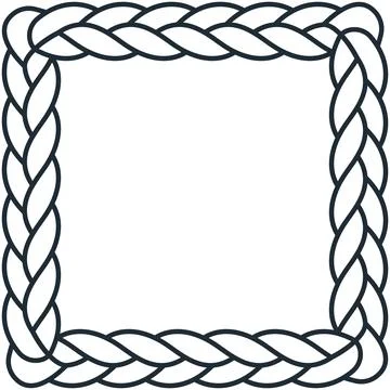 Simple outline square woven braided rope frame border Illustrazione stock