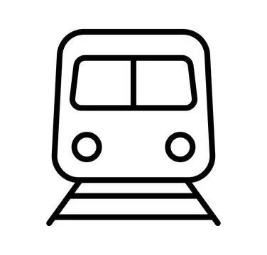 Simple Outline of a Train Front on Tracks for Transportation Theme Stock Illustration