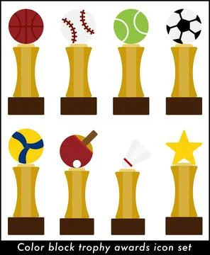 Simple outline of trophy awards icon set-2 Stock Illustration