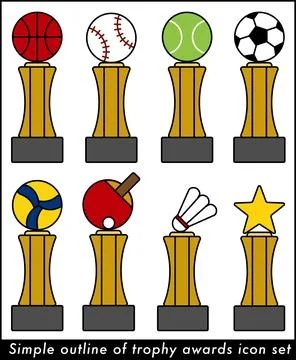 Simple outline of trophy awards icon set-1 Stock Illustration