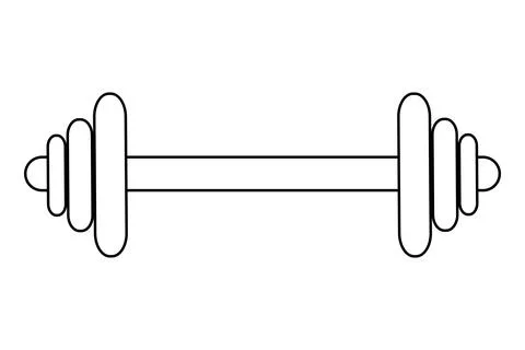 Simple outline vector barbel, isolated on white 스톡 일러스트