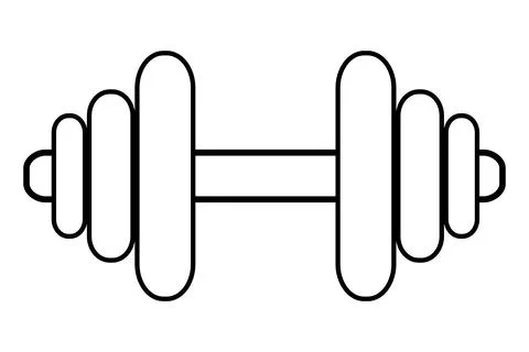 Simple outline vector dumbbell, isolated on white Stock Illustration
