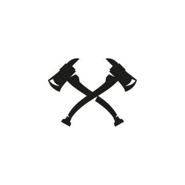 Simple outline vector icon crossed fire axes Illustrazione stock