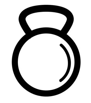 Simple outline vector kettlebell, isolated on white Illustrazione stock