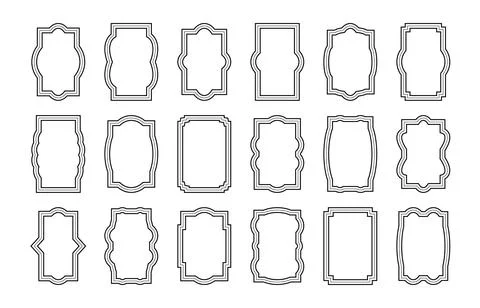 Simple outline vertical frames with editable stroke. Blank templates to decor Stock Illustration
