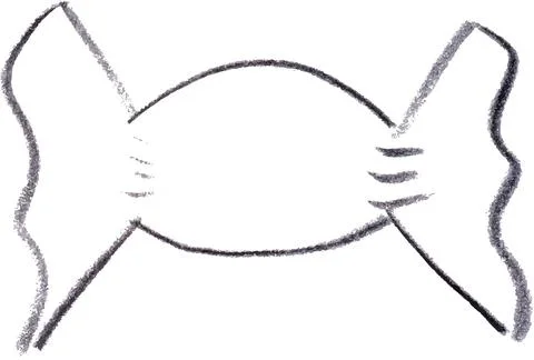 Simple outline of a wrapped piece of candy drawing with black crayon on a w.. Stock Illustration