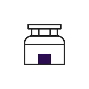 Simple outlined building icon representing minimalistic architectural desig.. Ilustración de archivo