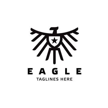 Simple outlines Eagle Star logo concept Stock Illustration