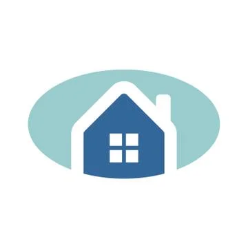 Simple Oval Blue Home Logo 库存插图