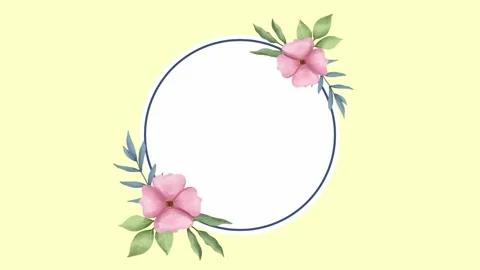 Simple oval floral frame animation on a pastel background Stock Footage 280777712