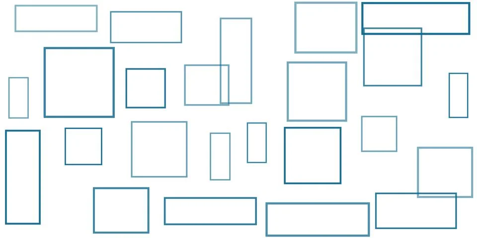 Simple Overlapping Rectangular Frames of Various Sizes, Colored in Blue - G.. Stock Illustration