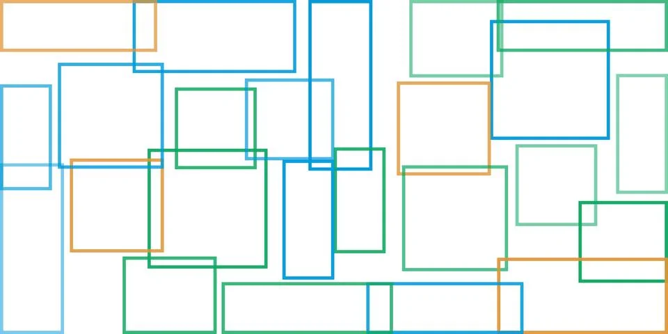 Simple Overlapping Rectangular Frames of Various Sizes, Colored in Green, B.. 스톡 일러스트