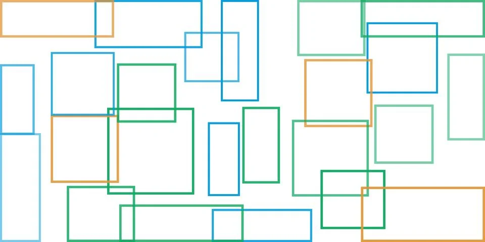 Simple Overlapping Rectangular Frames of Various Sizes, Colored in Green, B.. Stock Illustration
