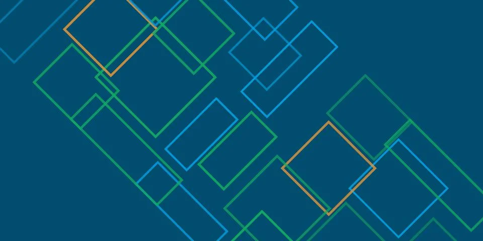 Simple Overlapping Rectangular Frames of Various Sizes, Colored in Green, B.. 스톡 일러스트