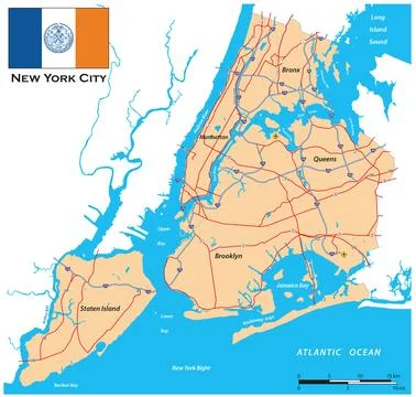 Simple overview map of New York City, United States Ilustração Stock