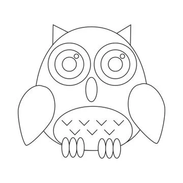 Simple owl coloring book Stock Illustration