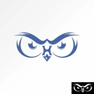 Simple owl face eyebrows line art initial H font nose animal night education Illustrazione stock