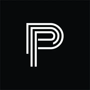 Simple P, DP, PD, PPP initials line art company logo Stock Illustration