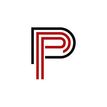 Simple P, DP, PD, PPP initials line art company logo Stock Illustration