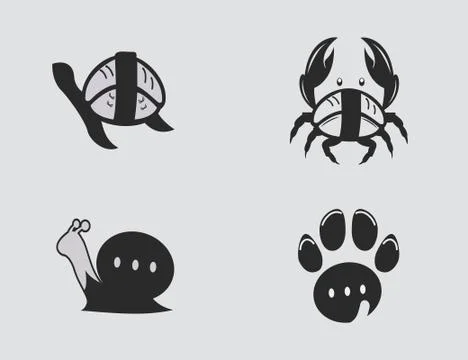 Simple pack of flat logos with animals Illustrazione stock
