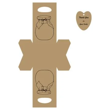 Simple Packaging Box Die Cut Cube Template with jar and tag with text  Stock Illustration