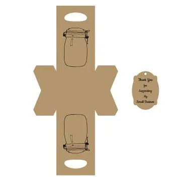 Simple Packaging Box Die Cut Cube Template with jar and tag with text  Stock Illustration