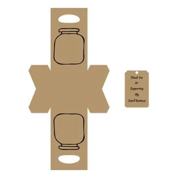 Simple Packaging Box Die Cut Cube Template with jar and tag with text  Stock Illustration