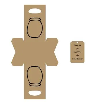 Simple Packaging Box Die Cut Cube Template with jar and tag  Stock Illustration