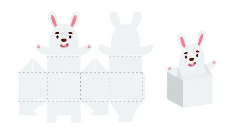 Simple packaging favor box hare design for sweets, candies, small presents Stock Illustration