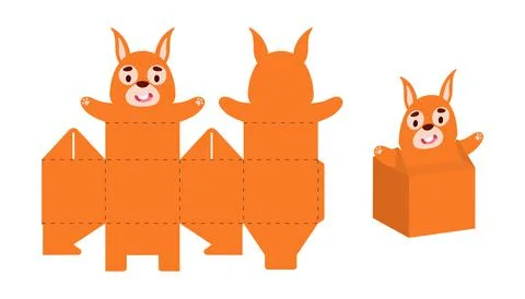 Simple packaging favor box squirrel design for sweets, candies, small present Stock Illustration