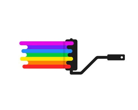 Simple paint roller with rainbow color Stock Illustration