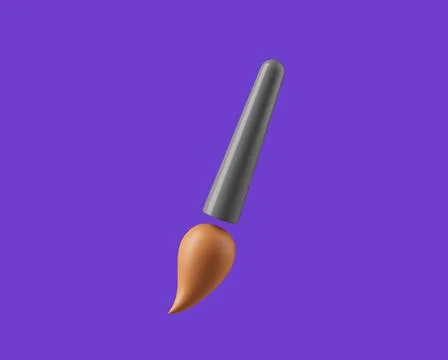Simple paintbrush tool for designers 3d render illustration. 스톡 일러스트