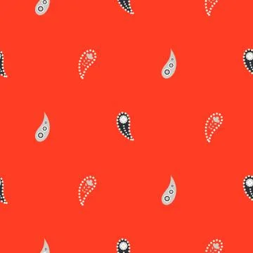 Simple paisley red seamless vector pattern. イラスト素材