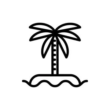 Simple palm tree icon vector, summer beach palm islands outline sign illustra Illustrazione stock