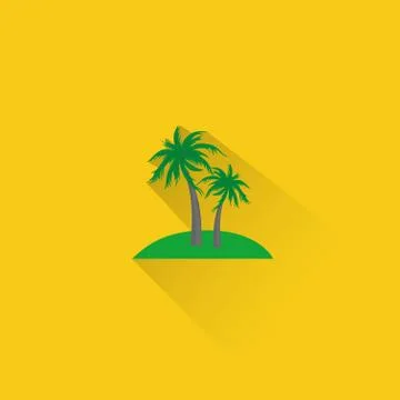 Simple Palm Trees Icon On Orange Background Stock Illustration