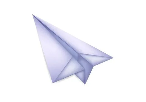 Simple paper airplane flying on white background Stock Illustration