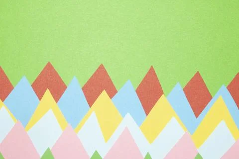Simple Paper Card Primary Colour Triangle Mountains Jagged  Geometric Shape.. Stock Illustration