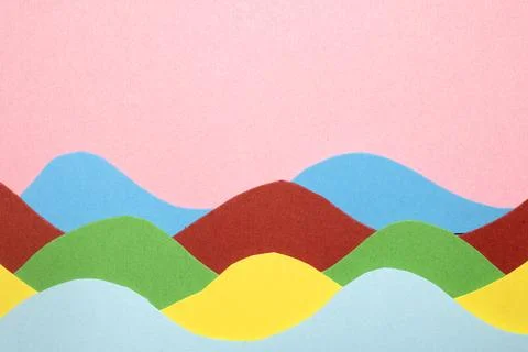 Simple Paper Card Primary Colour Wave Flowing Wavy Geometric Shapes in Mult.. 库存插图