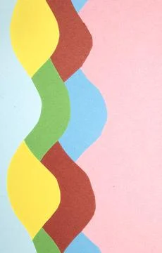 Simple Paper Card Primary Colour Wave Flowing Wavy Geometric Shapes in Mult.. 库存插图
