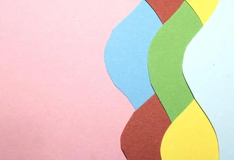 Simple Paper Card Primary Colour Wave Flowing Wavy Geometric Shapes in Mult.. 库存插图