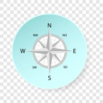 Simple paper cut style of Compass at transparent effect background Stock Illustration