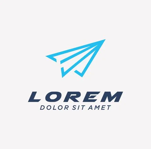 Simple Paper Plane Logo Design line icon. Paper airplane jet fly Logo Design fla Stock Illustration