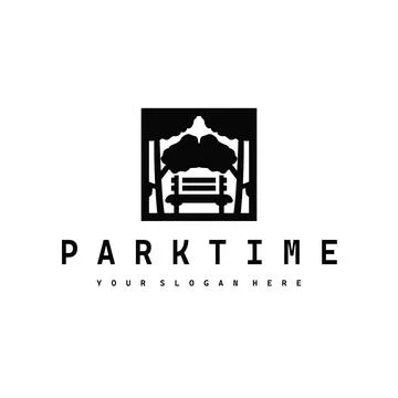 Simple park logo concept, with beautiful and comfortable tree and chair con.. Stock Illustration