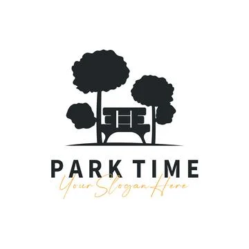 Simple park logo concept, with beautiful and comfortable tree and chair con.. Stock Illustration