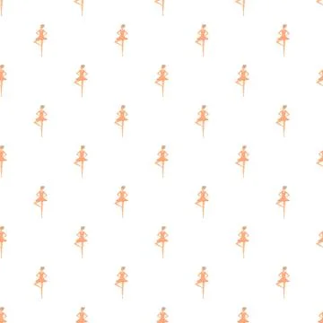 Simple pastel ballerina repeating pattern on white background Stockillustratie