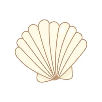 Simple pastel seashell in flat summer cartoon style Illustrazione stock