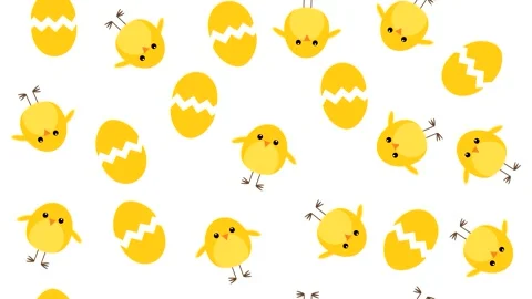 Simple pattern animation with yellow chickens Stock Footage 220072120