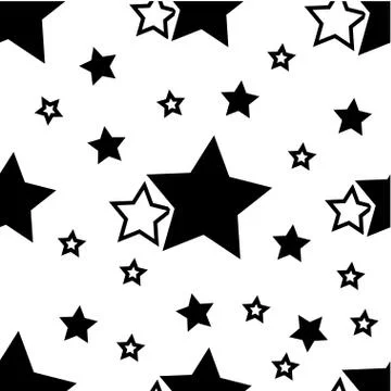 Simple pattern with black stars on a white background Illustrazione stock
