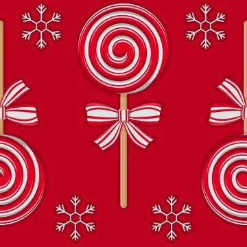 Simple Pattern - Christmas Lollipops and Snowflakes Stock Illustration