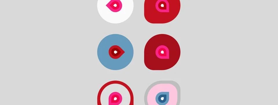 Simple pattern displays six circular icons. Each icon features pink droplet 스톡 일러스트